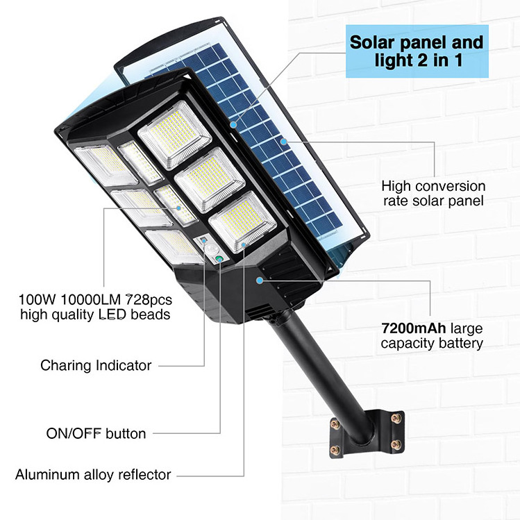 Solar Street Light Outdoor for Outside Dusk to Dawn Solar Flood Light with Motion Sensor and Remote Control for Parking Lot Yard