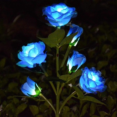 Upgraded Waterproof Realistic Artificial Flowers Solar Rose Garden Stake Lights  for Outdoor Flower Bed Patio Yard Pathway