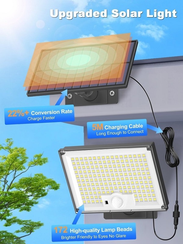 Waterproof IP 65 outdoor solar powered led wall lamps motion sense remote control garden lighting yard decoration park landscape