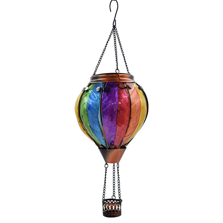 Hot Air Balloon Solar Lantern with Flickering Flame Hanging Solar Lanterns Outdoor Colorful Lights for Garden Patio Yard Party