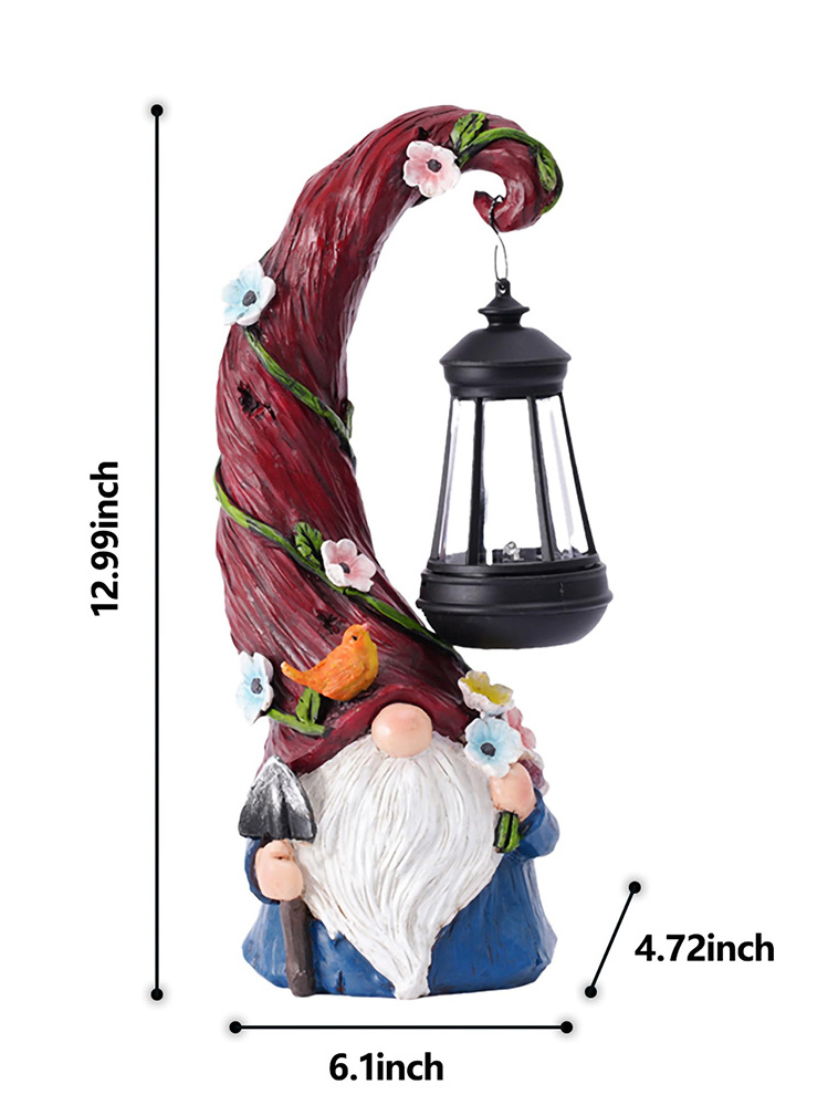 Gnome Garden Decor Statue Solar Gnomes Decorations for Yard with Lantern Light Outdoor Decoration for Garden Yard Patio Mom Gift