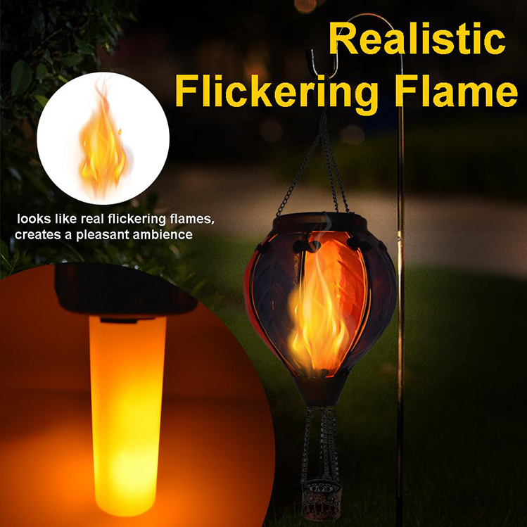 Hot Air Balloon Solar Lantern with Flickering Flame Hanging Solar Lanterns Outdoor Colorful Lights for Garden Patio Yard Party