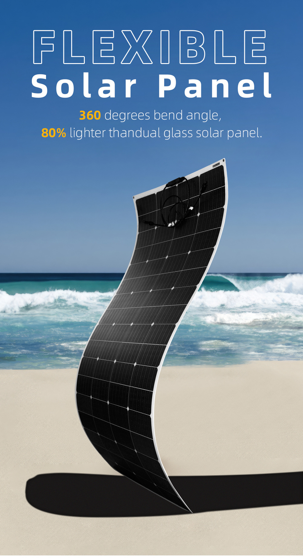 200W 18V Flexible Solar Panel for Car Truck Tractor Roof Solar Energy System Car Accessories