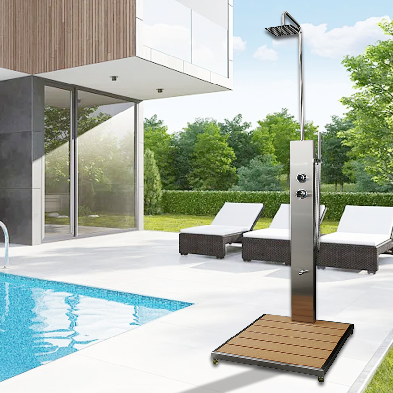 Hydrorelax rectangular stainless steel outdoor freestanding shower for swimming pool floor stand outdoor shower for pool