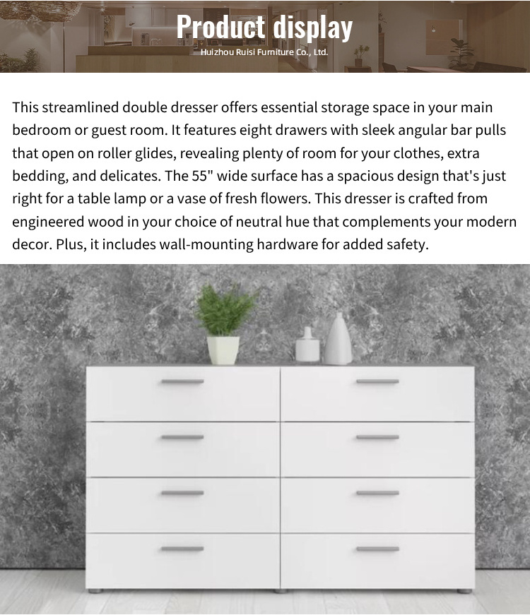 Lower mail charge wooden dresser for bedroom furniture spacing saving storage 8 drawers chest of drawer wooden dresser