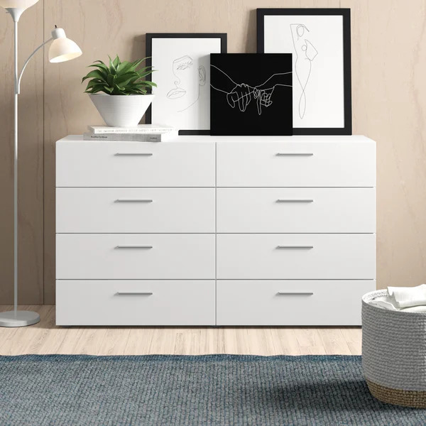 hot sale modern bedroom furniture popular white color storage 6 drawers chest of drawer dressers  for bedroom cabinet