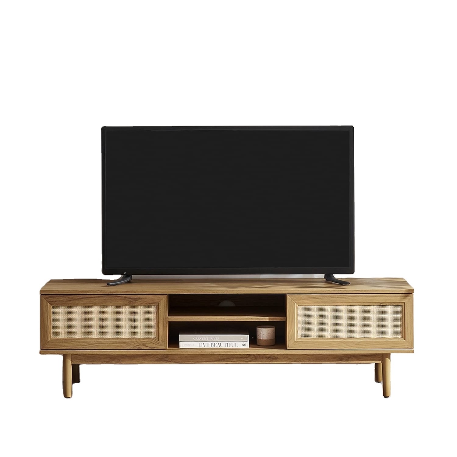 living room smart design Media Console for Apartmentwith Sliding Barn Door tv rattan cabinet