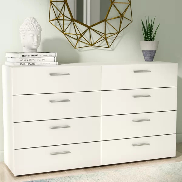 Bedroom Furniture Gray oak shining Oak gold oak natural wood with Cutout Handles Classic Modern 6 Chest Drawer Dresser cabinet