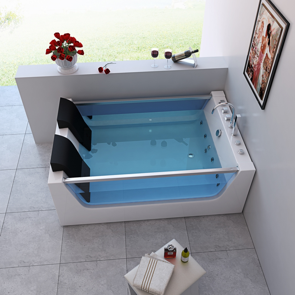 Whirlpool freestanding bathtub waterfall bath tub massage 2 person pearl hydro massage bathtub