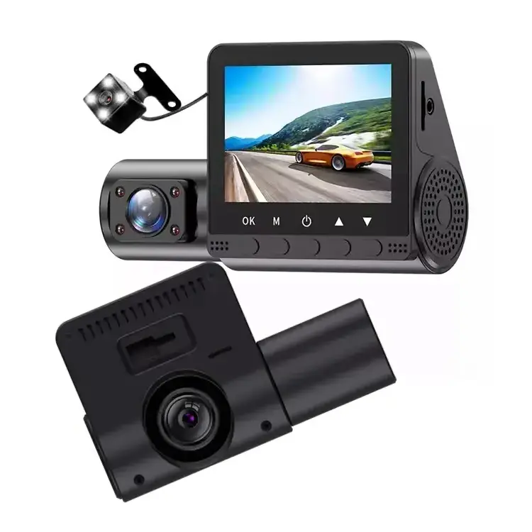 Universal 1080P 720P Car Dash Cam 2.4inch Front and Inside Car Video Recorder 3 Lens Dashboard Camera