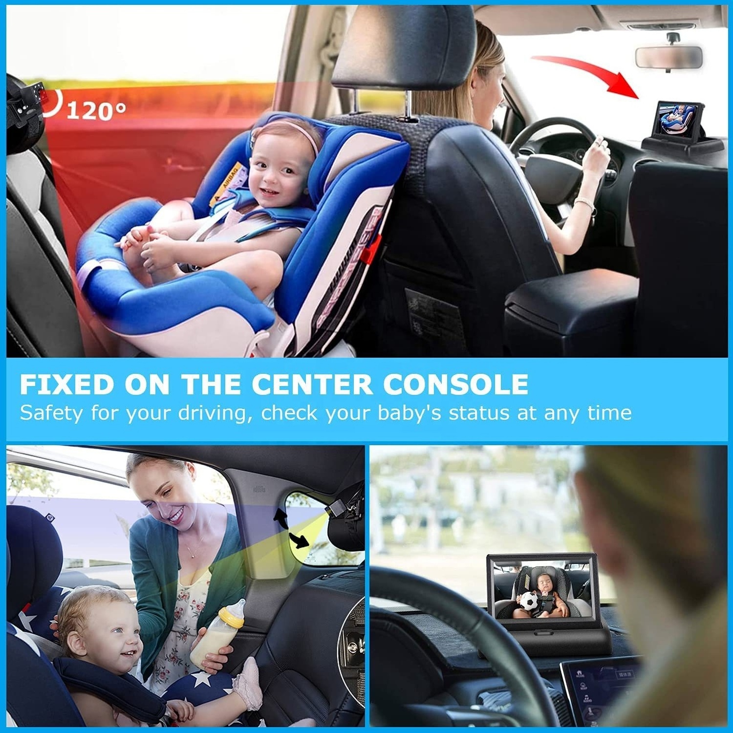 Relee 4.3 Inch LCD Screen Table Car Display System Car Rear View Mirror Monitor for Baby Car Monitor