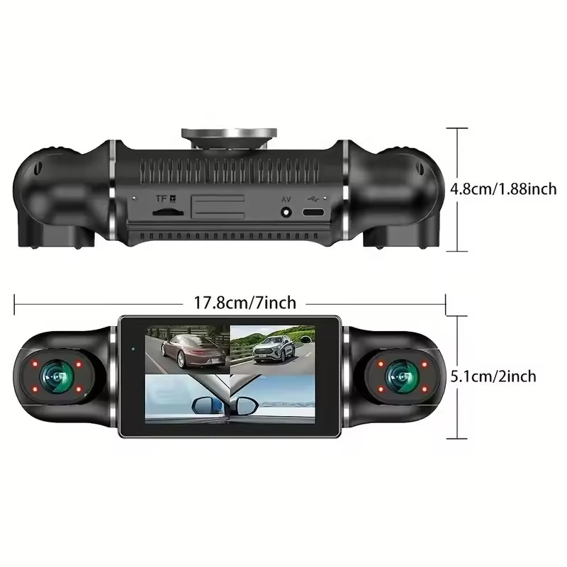 Relee 4-Channel 1080P Full HD Car DVR System Dual Lens Dash Cam with WiFi GPS Night Vision & 4 Camera Setup