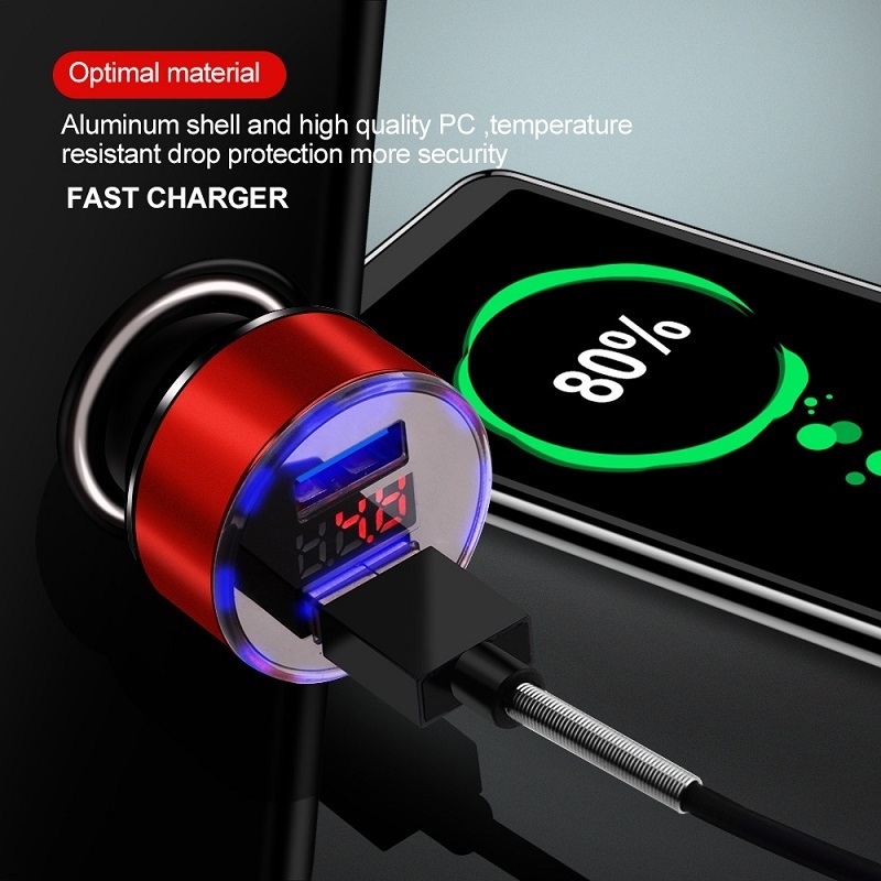 Relee Factory 5V Dual USB Digital Display Car Charger For Mobile Phone In Car Charging Universal USB Charger LCD Display