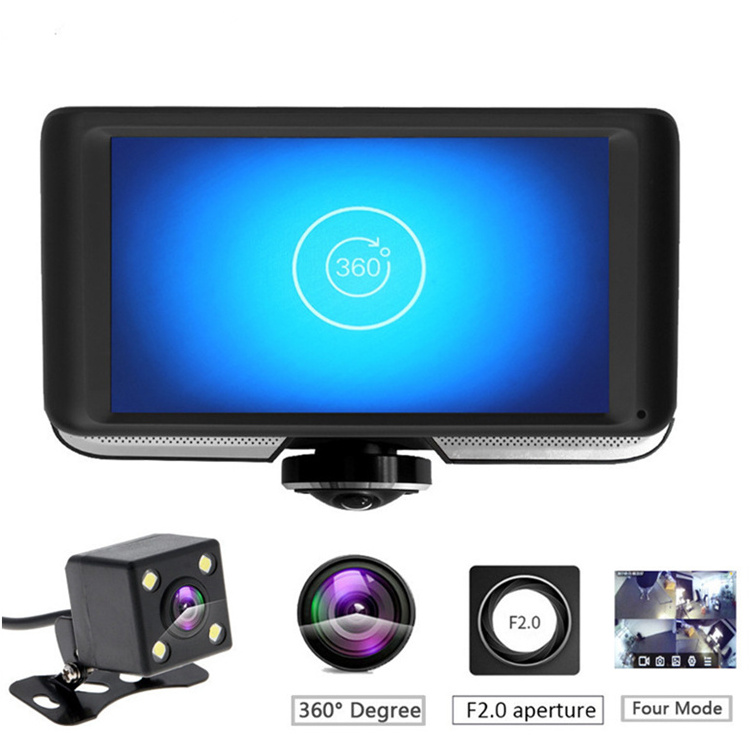 4.5Inch wider screen touch dashcam 360 degree all-view DVR camera panoramic car surveillance video recorder camera