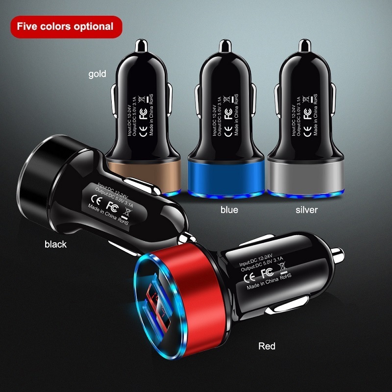 Relee Factory 5V Dual USB Digital Display Car Charger For Mobile Phone In Car Charging Universal USB Charger LCD Display