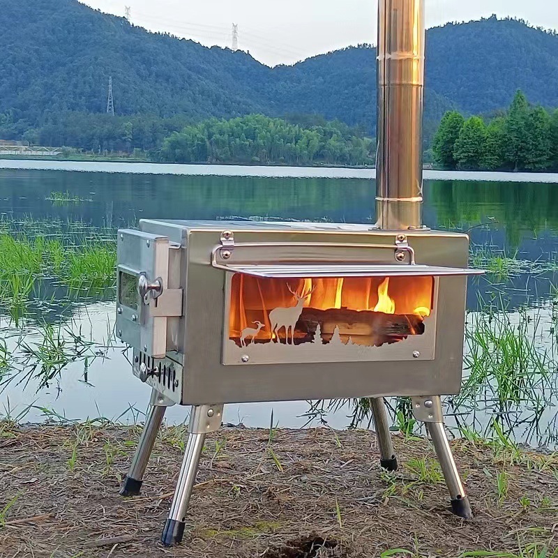 Multifunctional Tent Heating Stove Fire Wood Heater Outdoor Picnic Camping Wood Stove Telescopic Folding Heater Stove For a Tent