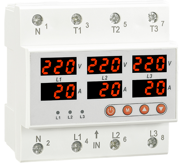 RELETEK Hot sale RM-FVA AC 220V 63A 50/60HZ  Digital display Over Voltage Protector 220V 3 Phase Voltage Protector