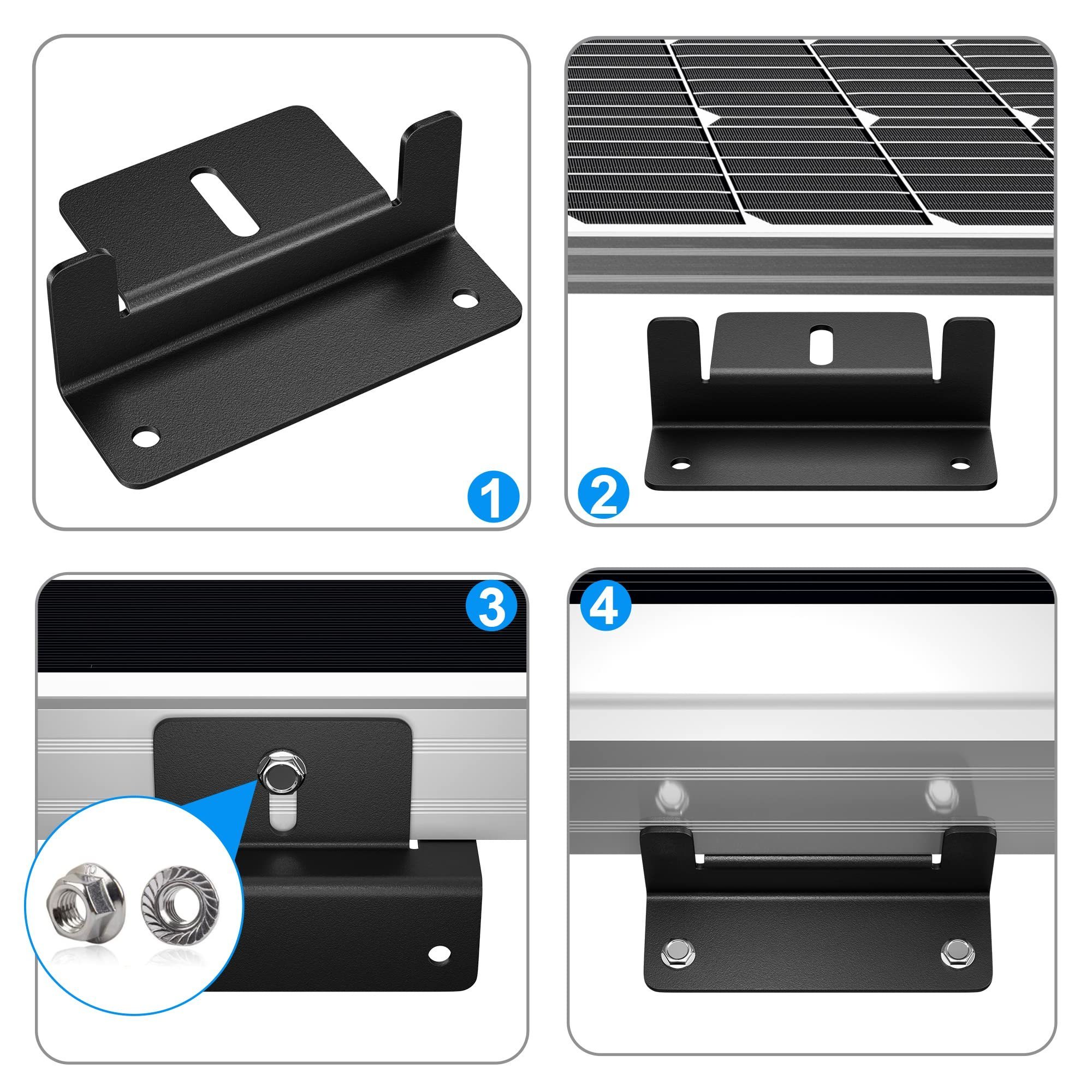 Solar Panel Mounting Bracket Aluminum Solar Panel Z Brackets Roof Solar Panel Bracket for RV, Boat, Wall and Other Installation