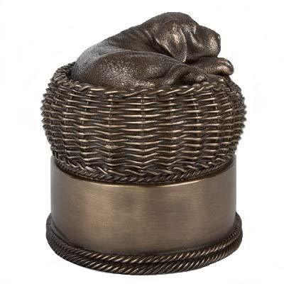 Quality Selling Customized Pet Ashes Cremation Urn Perfect Memorials Large Bronze Dog in Basket Cremation Urn Wholesale Supplier