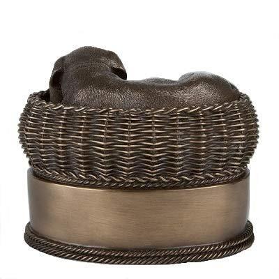 Quality Selling Customized Pet Ashes Cremation Urn Perfect Memorials Large Bronze Dog in Basket Cremation Urn Wholesale Supplier