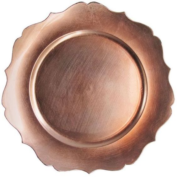 Copper Tone Elegant Charger plate OEM Customized Factory Kitchen Dinning Supply Serving Plate For Food Accessory Charge plate