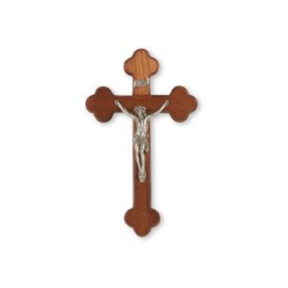 Church Equipment Supply In Stock Brown Church Wall Hanging Home Decoration Pray Alloy Crucifix silver Plated ODM Big Wood Cross