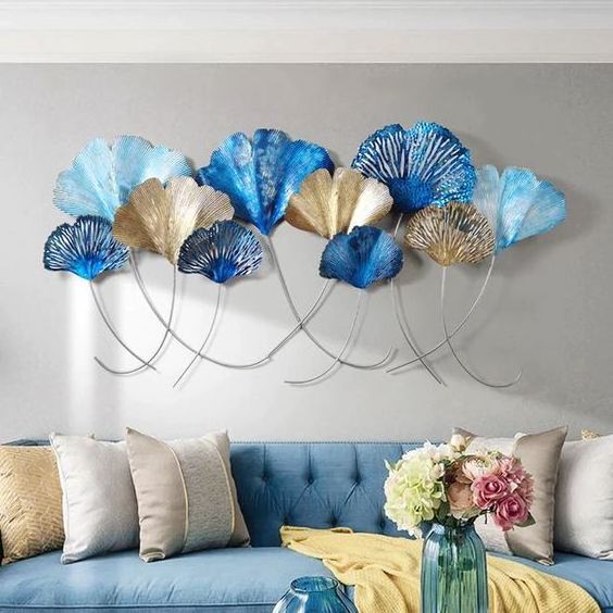 Decorative Blue Butterfly Wall Arts Meta Crafts For Decoration Living Room Bedroom Mounted Wall Crafts Home Accessories