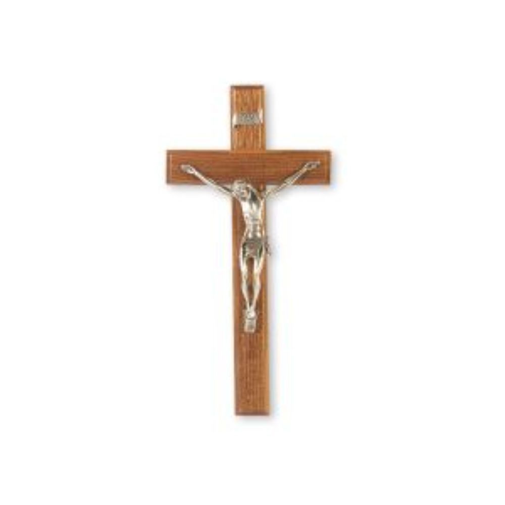 Church Equipment Supply In Stock Brown Church Wall Hanging Home Decoration Pray Alloy Crucifix silver Plated ODM Big Wood Cross