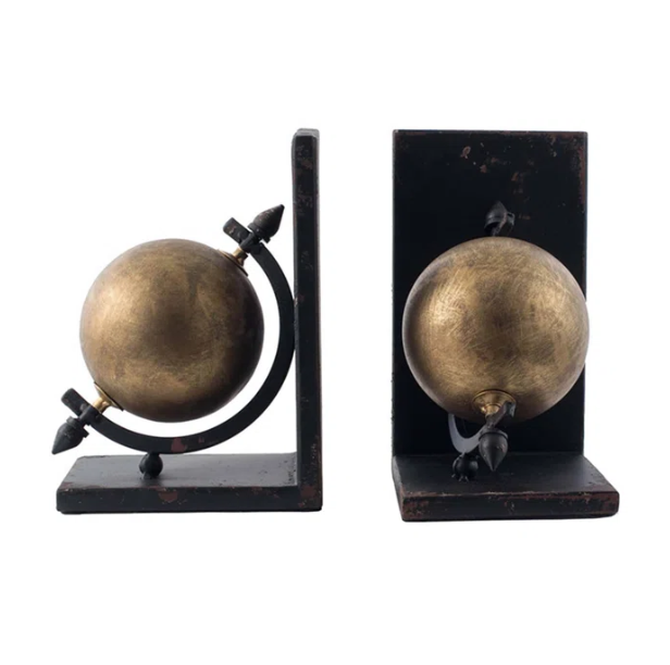 Hot Dealing Luxury Globe Bookends Perfect For Office Use Amazing Desktop Books Stopper Brass Office Books/Magazine Holder