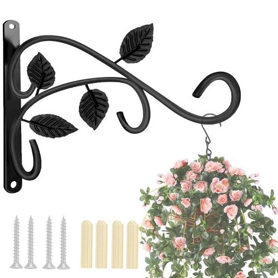 Organize For Garden Uses Cast Iron Hook Planter Holder Stand For Outdoor Uses Decorative European Style Metal iron Wall Hooks