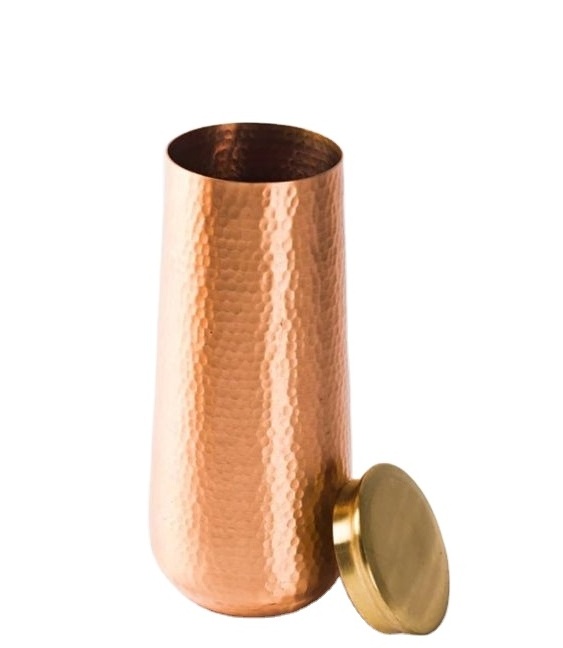 New Ayurvedic Proved Brass Copper Water Bottle For Beneficial Drinking Hammered Bottle Kitchenware After Lunch Drink Supply