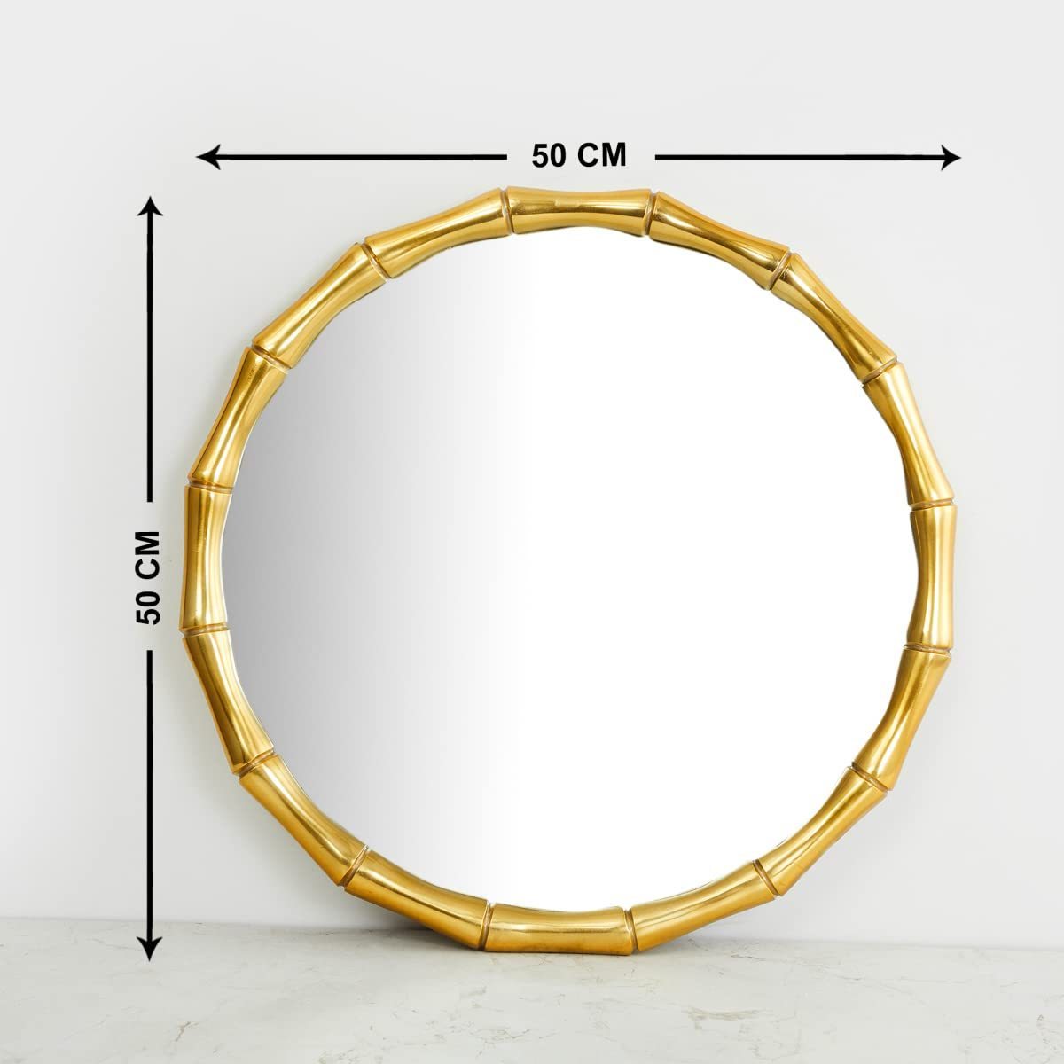 Bamboo Stick Shaped Metal Round Framed Mirror Wall Mounted Basin Mirror Image Viewer Cheval Glass Mirror Decorative Accessories