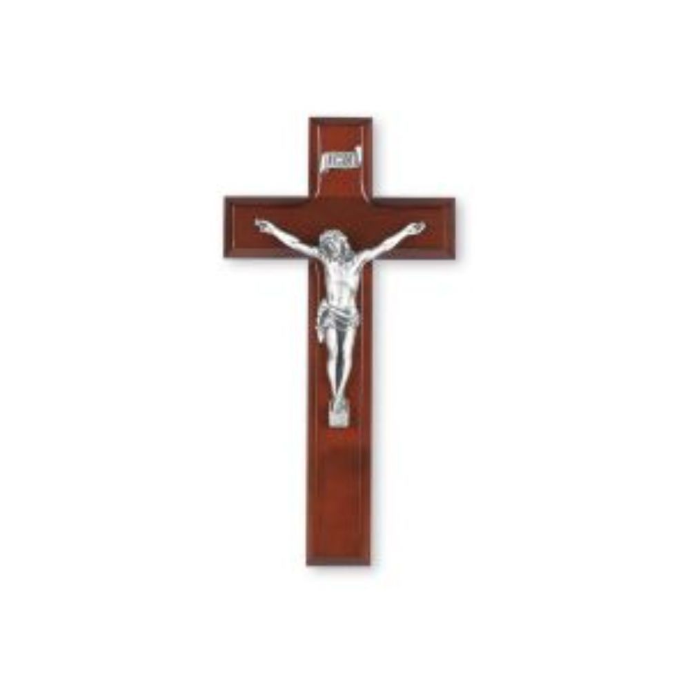 Church Equipment Supply In Stock Brown Church Wall Hanging Home Decoration Pray Alloy Crucifix silver Plated ODM Big Wood Cross