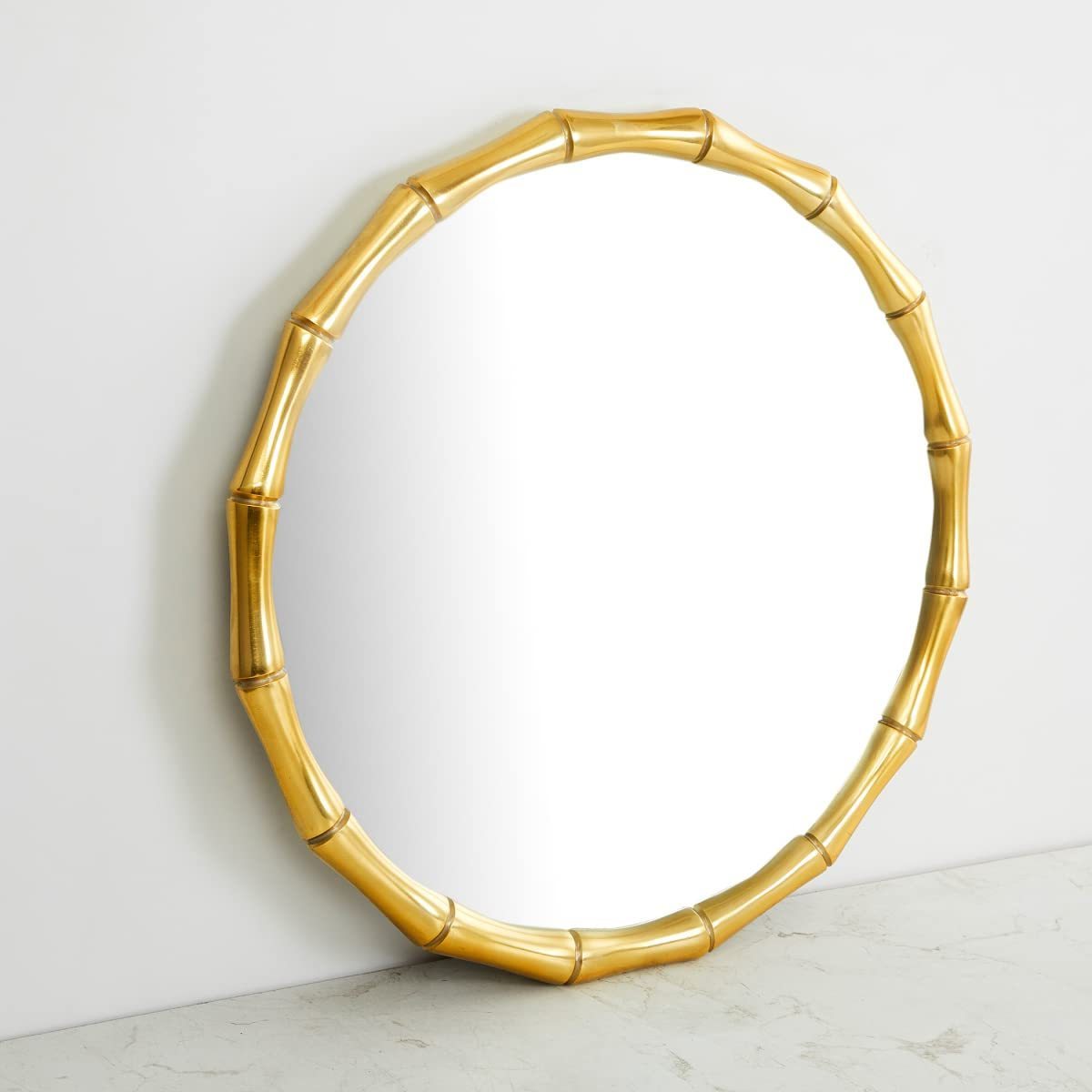 Bamboo Stick Shaped Metal Round Framed Mirror Wall Mounted Basin Mirror Image Viewer Cheval Glass Mirror Decorative Accessories