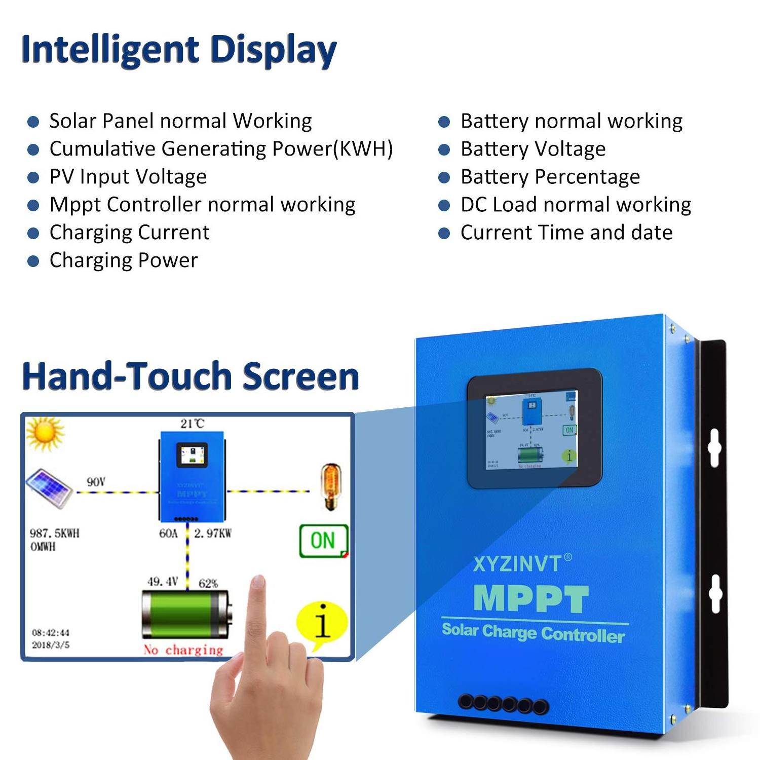 Cut-off Current 62A 720w-2880w 60A 18v/36v Mppt Solar Charge Controller Battery Charger Off Grid Dc Generator Solar System