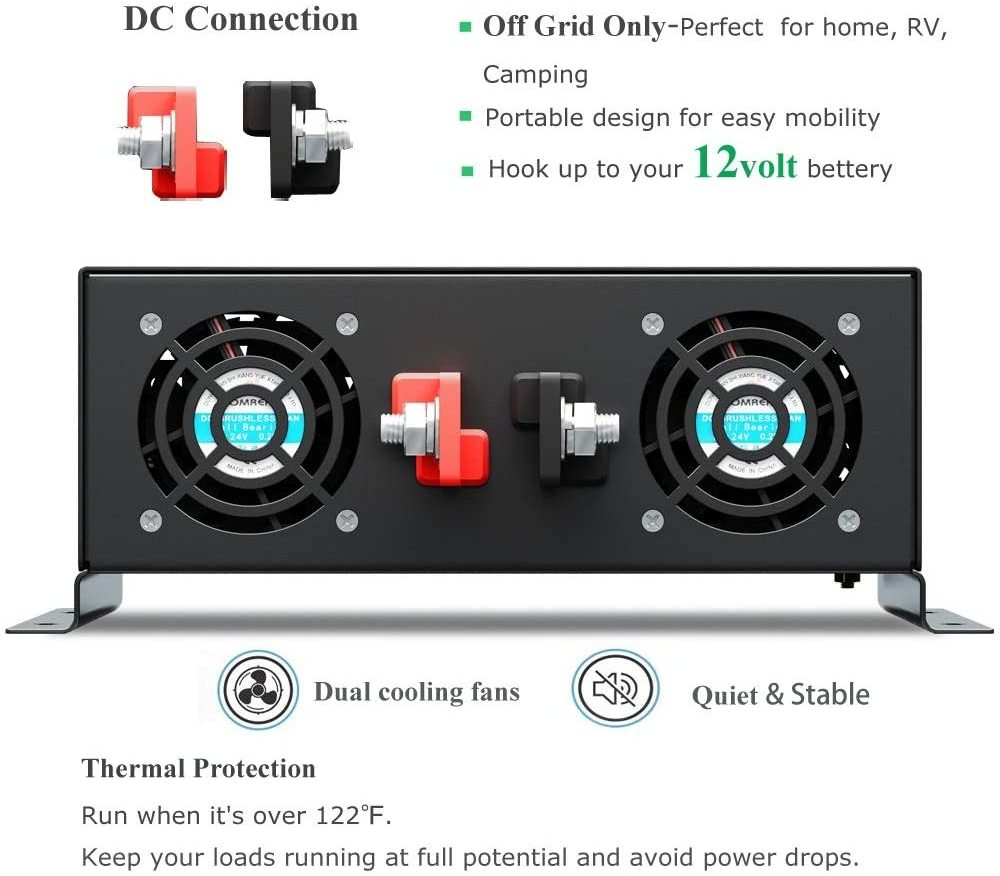 WZRELB 12v 24v 48v to 220v 230v 3KW Pure Sine Wave Solar Power Inverter Home Power Supply Car 3000w Inverters & Converters