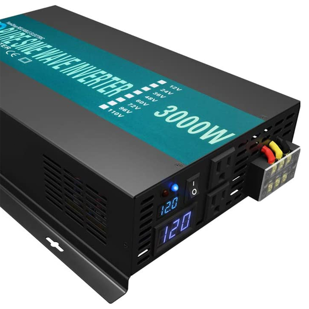 WZRELB 12v 24v 48v to 220v 230v 3KW Pure Sine Wave Solar Power Inverter Home Power Supply Car 3000w Inverters & Converters