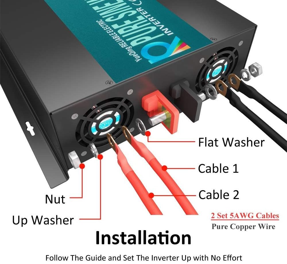 WZRELB 12v 24v 48v Dc To 110v 220v 230v 240v Ac  3000w Home Use Pure Sine Wave Inverter