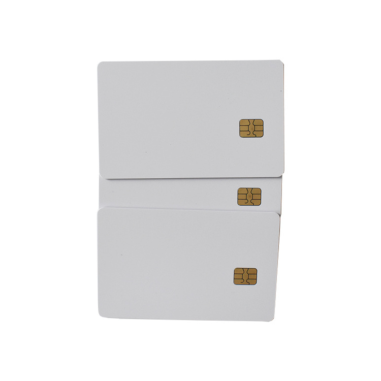 Reliablerfid Free Sample Cr80 Smart Contact IC Card Sle4428/ Sle4442/ Fm4442 Inkjet Rewritable Gold Pvc Blank Chip Card