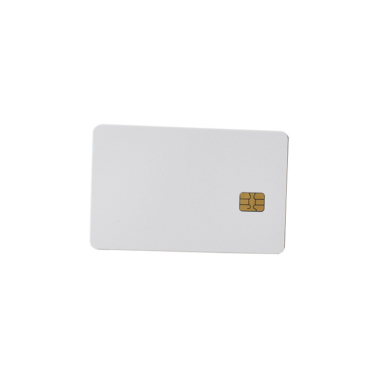 Reliablerfid Free Sample Cr80 Smart Contact IC Card Sle4428/ Sle4442/ Fm4442 Inkjet Rewritable Gold Pvc Blank Chip Card