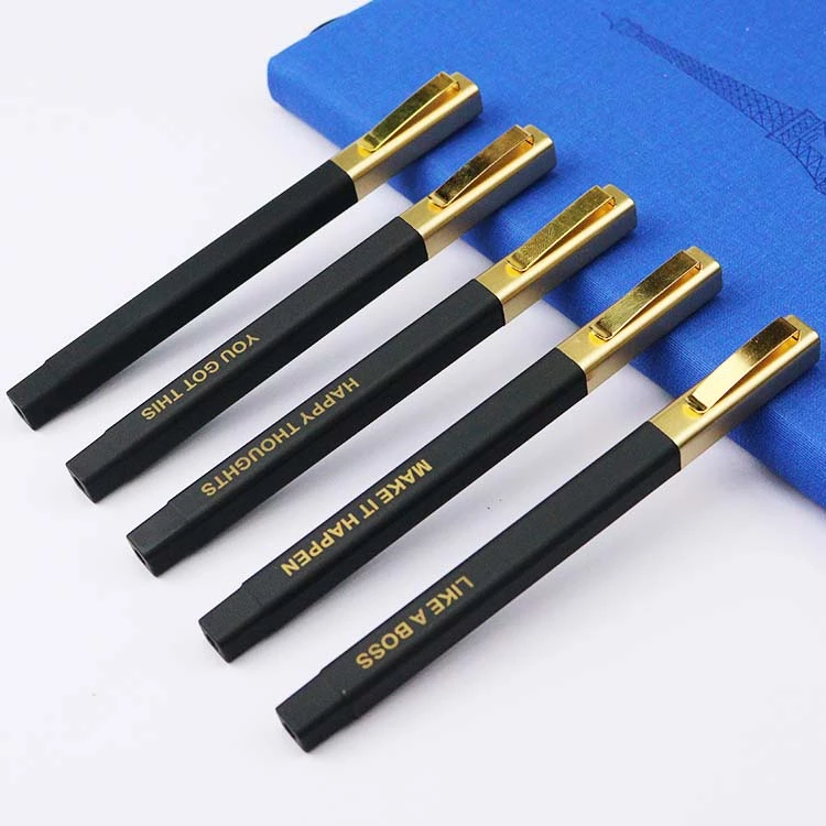 High quality Hot selling luxury gold clip rubber square hotel ball pen with custom logo ballpoint pen stylo promotional pens