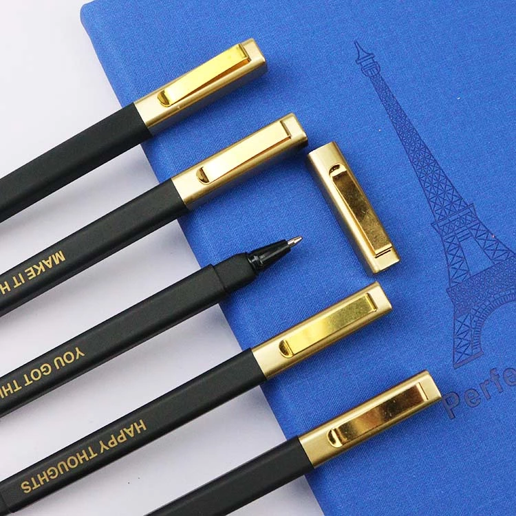 High quality Hot selling luxury gold clip rubber square hotel ball pen with custom logo ballpoint pen stylo promotional pens