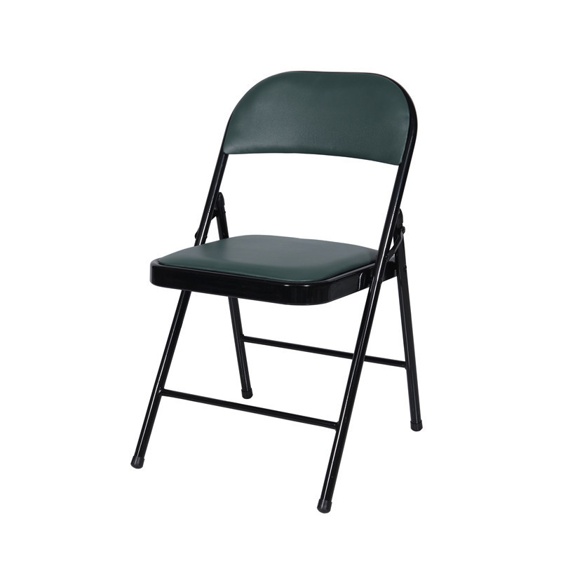 china factory black leather seat and back metal tube legs folding chair