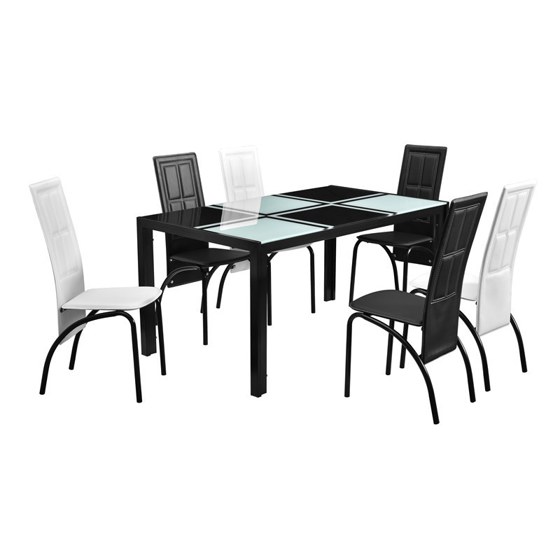 Latest Promotion 5PCS Tempered Glass table dining chair glass top dining table and chair set