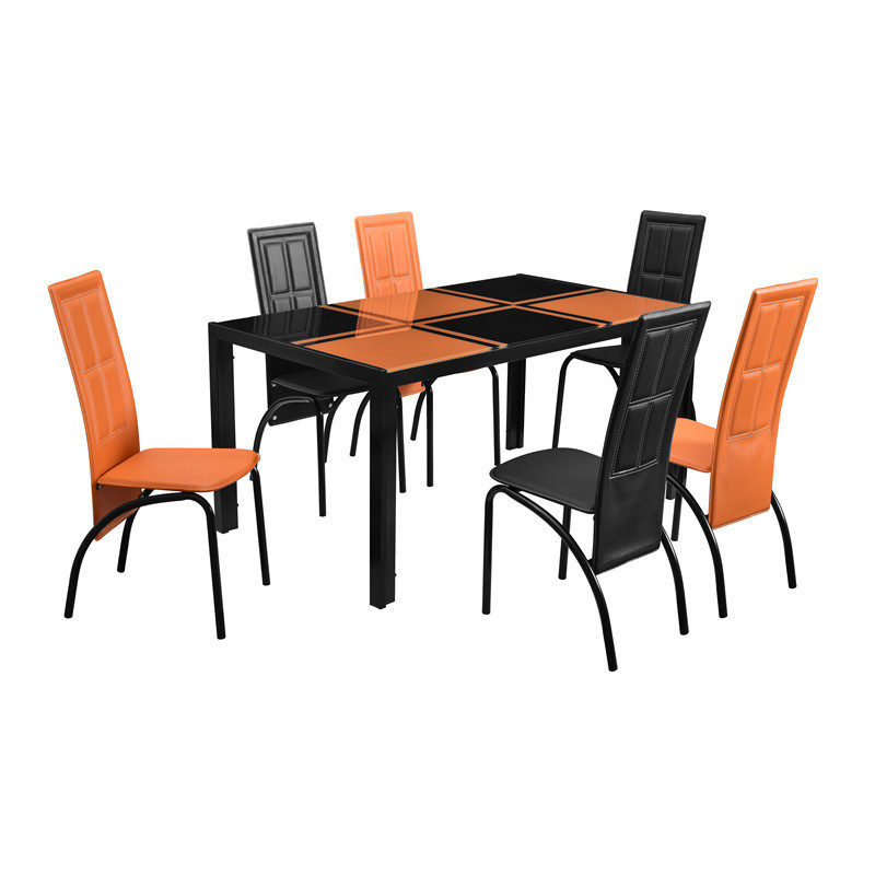 Latest Promotion 5PCS Tempered Glass table dining chair glass top dining table and chair set