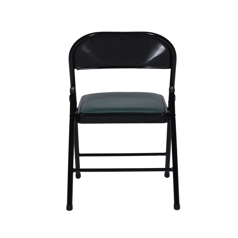 china factory black leather seat and back metal tube legs folding chair