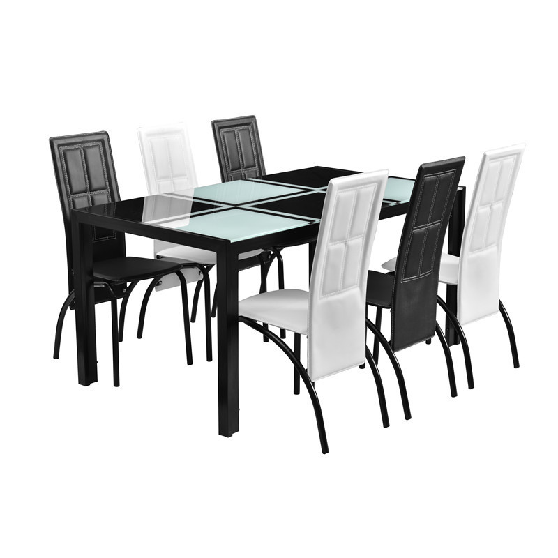 Latest Promotion 5PCS Tempered Glass table dining chair glass top dining table and chair set