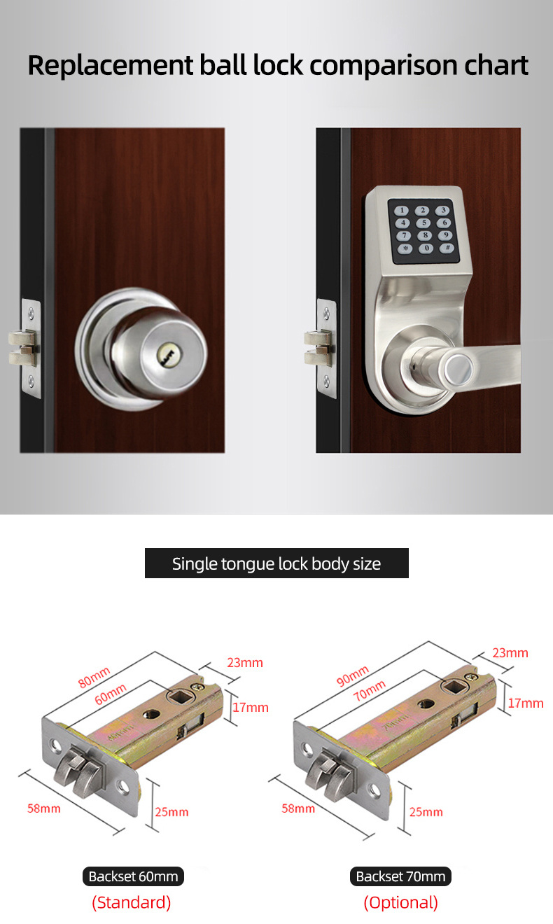 Digital door lock with handle Key Card smart lock with Password unlock ...