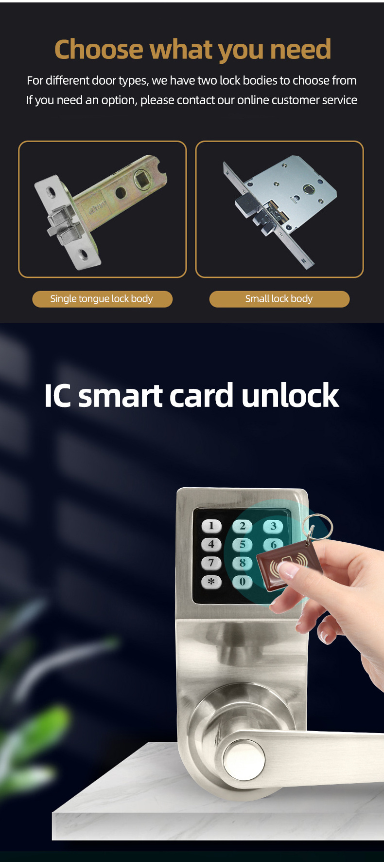 Digital door lock with handle Key Card smart lock with Password unlock ...