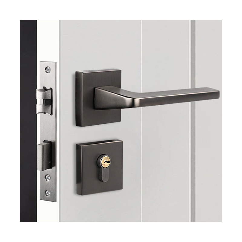 Aluminum Alloy Grey Black Brass Finishes Square Simple Luxury Modern Design Wooden Door Handles Lever Handle Locks